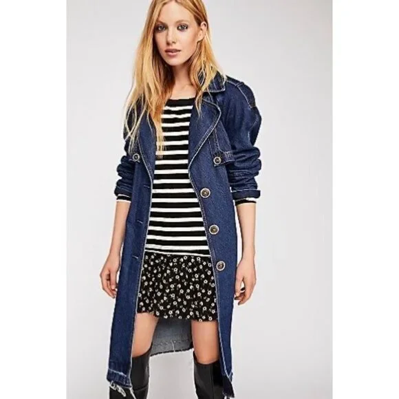 NWOT Free People 90s Grunge Striped Long Slv Thumbholes Floral Dress Y2K Skater - Picture 2 of 16